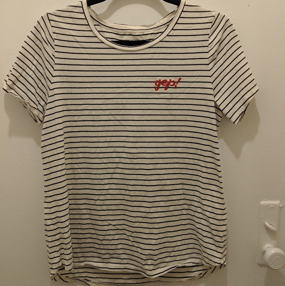 Embroidered striped tee